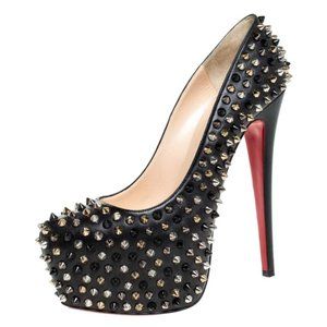 Christian Louboutin Black Spiked Leather Daffodile Platform Pumps Heels